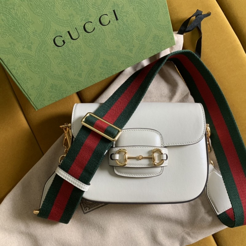 White Replica Gucci Horsebit 1955 mini 658574 bag